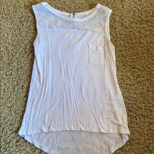 White sleeveless top